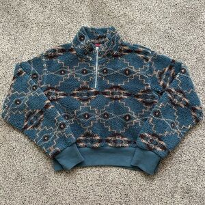 rock and roll denim sherpa pullover